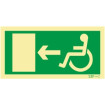 Signo de salida izquierda para personas con discapacidad o movilidad reducida