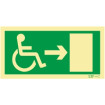 Señal de salida a la derecha para movilidad reducida o discapacitada