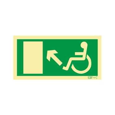 Señal de salida subiendo a la izquierda para personas con discapacidad o movilidad reducida