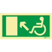 Señal de salida subiendo a la izquierda para personas con discapacidad o movilidad reducida