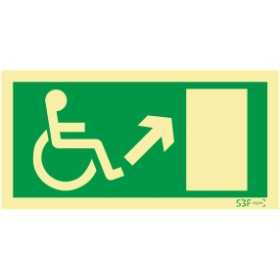 Señal de salida subiendo a la derecha para personas con discapacidad o movilidad reducida