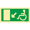 Señal de salida bajando a la izquierda para personas con discapacidad o movilidad reducida