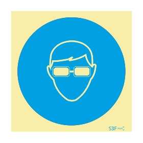 Señal de obligación, gafas protectoras opacas
