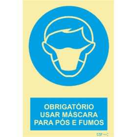 Signo de deber, máscara para polvos y humos con descripción