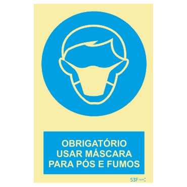 Signo de deber, máscara para polvos y humos con descripción