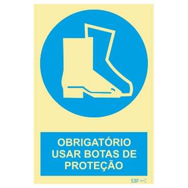 Señal de obligación, botas protectoras con descripción