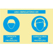 Doble señal compuesta, uso obligatorio de casco protector y auriculares protectores