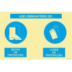 Señal de doble compuesto, uso obligatorio de botas y guantes de protección