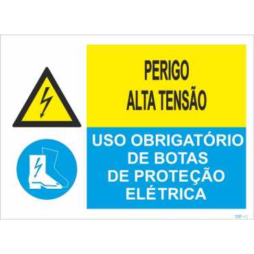 Signo compuesto doble, botas protectoras electríficas y Peligro de alta tensión