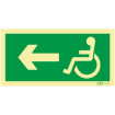 Signo de salida izquierda para personas con discapacidad o movilidad reducida