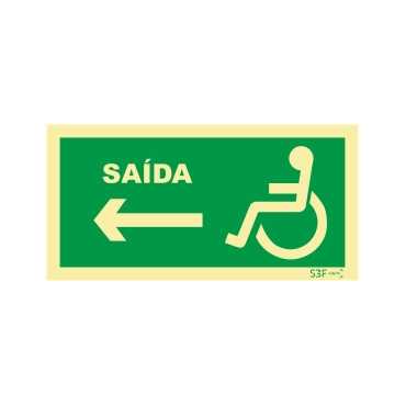 Señal de salida izquierda para personas con discapacidad o movilidad reducida