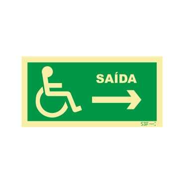 Señal de salida derecha para personas con discapacidad o movilidad reducida
