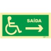 Señal de salida a la derecha para personas con discapacidad o movilidad reducida