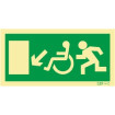Señal de salida hacia abajo a la izquierda para personas con discapacidad o movilidad reducida