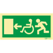 Señal de salida a la izquierda para personas con discapacidad o movilidad reducida