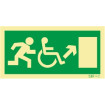 Señal de salida ascendente a la derecha para personas con discapacidad o movilidad reducida