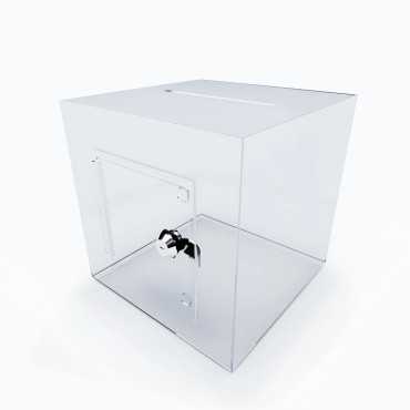 Urna de sugerencias|Caja de ideas|Recolección de opiniones|metacrilato|ierre de guillotina