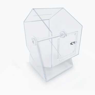 urna giratoria|tómbola de sorteos|urna transparente|sorteador manual|caja giratoria de sorteo|urna giratoria con tapa