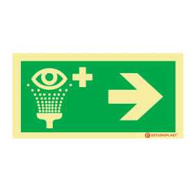 Señalización Fotoluminiscente|Salida de Emergencia|Señalización de Seguridad| Señal de lavado de ojos de emergencia a la derecha