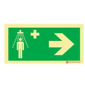 Señalización Fotoluminiscente|Salida de Emergencia|Señalización de Seguridad| Señal de ducha de emergencia a la derecha