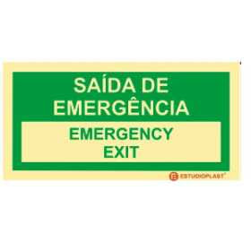 Señalización Fotoluminiscente|Salida de Emergencia|Señalización de Seguridad|Señal de Salida de Emergencia Portugués e Inglés