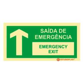 Señalización Fotoluminiscente|Salida de Emergencia|Señalización de Seguridad|Señal de Salida de Emergencia Frente Portugués e In
