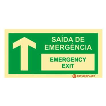 Señalización Fotoluminiscente|Salida de Emergencia|Señalización de Seguridad|Señal de Salida de Emergencia Frente Portugués e In