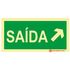 Señalización Fotoluminiscente|Salida de Emergencia|Señalización de Seguridad| Señal de salida diagonal derecha arriba