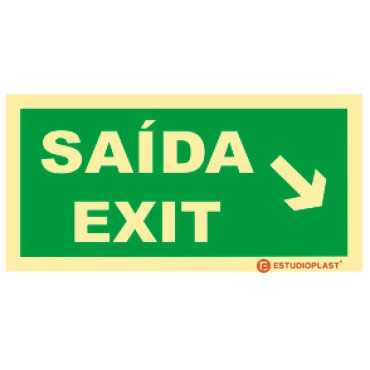 Señalización Fotoluminiscente|Salida de Emergencia|Señalización de Seguridad| Señal de salida / Salida Diagonal derecha baja