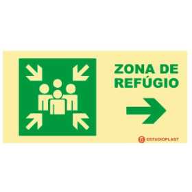 Señalización fotoluminiscente|Salida de emergencia|Señalización de seguridad|Señal de punto de encuentro a la derecha