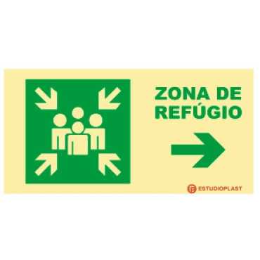 Señalización fotoluminiscente|Salida de emergencia|Señalización de seguridad|Señal de punto de encuentro a la derecha