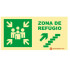 señalización fotoluminiscente|Salida de emergencia|Señalización de seguridad| Señal de zona de refugio arriba a la derecha