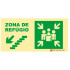 señalización fotoluminiscente|Salida de emergencia|Señalización de seguridad| Señal de zona de refugio baja a la izquierda