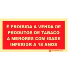 Cartel que prohíbe la venta de productos de tabaco a menores de 18 años