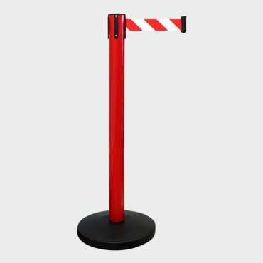 Barrera delimitadora|Gestor de colas|Poste con cinta retráctil|Poste separador con cinta extensible|Cintas de aeropuerto|Poste c