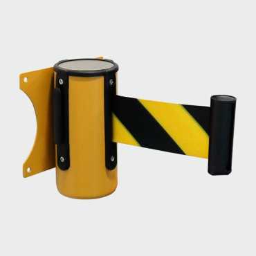 Barrera de pared con cinta retráctil |Barrera de delimitación|Bolardos de seguridad con cinta|Barreras metálicas|Bachuelas retrá
