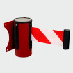 Cinta de seguridad extensible roja y blanca 2m con soporte rojo