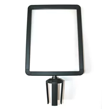 Porta Póster Vertical de Plástico Negro A4 | Porta Póster para postes con cinta extensible | barreras direccionales | Bahías Sep