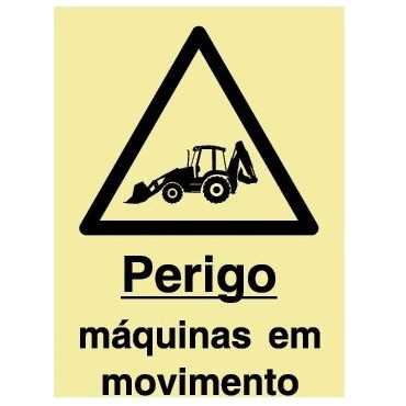 Señal de peligro, máquinas en movimiento