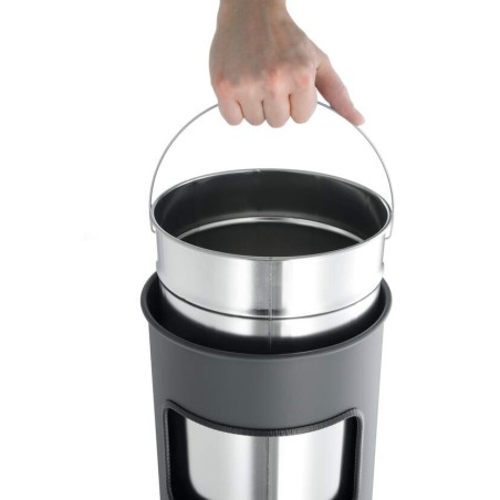 Cubo de basura metálico de 17L redondo con cenicero
