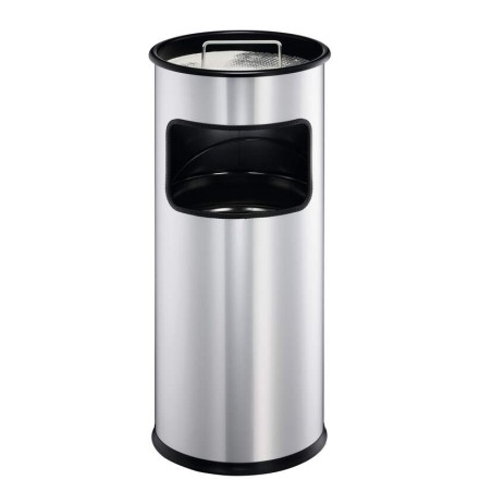 Cubo de basura metálico de 17L redondo con cenicero