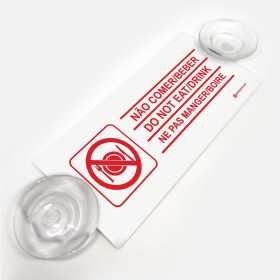 cartel prohibido comer y beber coche VTC|señal no alimentos ni bebidas coche Uber|cartel reglamentario