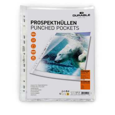 pack 100 Funda Plástica Perforada Premium A4 Transparente
