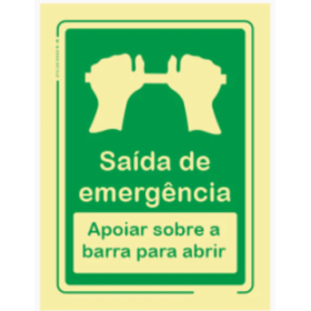 Señal de salida de emergencia, apóyese en la barra para abrir con descripción
