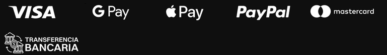 Visa, Bizum, Sequra, Paypal, mastercard, transferencia bancaria, GPay, Apple pay